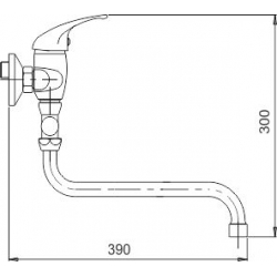 Vaňová paneláková batéria 150 mm Metalia 55 chróm - lek.páka